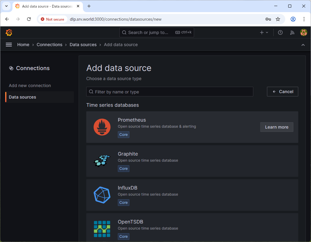 CentOS Stream 10 : Prometheus : Grafana でデータを可視化する : Server World