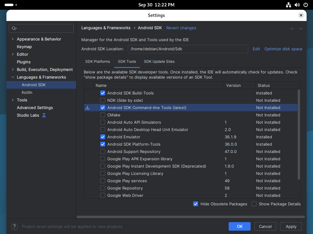 Debian 13 trixie : Flutter : インストール : Server World