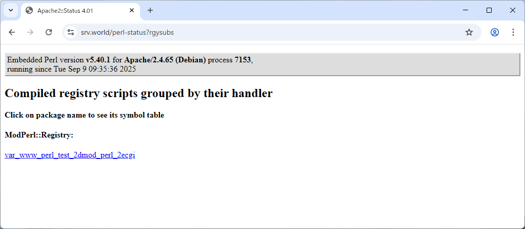 Debian 13 trixie : Apache2 : mod_perl の設定 : Server World