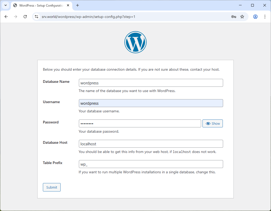 Debian 13 trixie : Apache2 : ブログシステム : WordPress : Server World