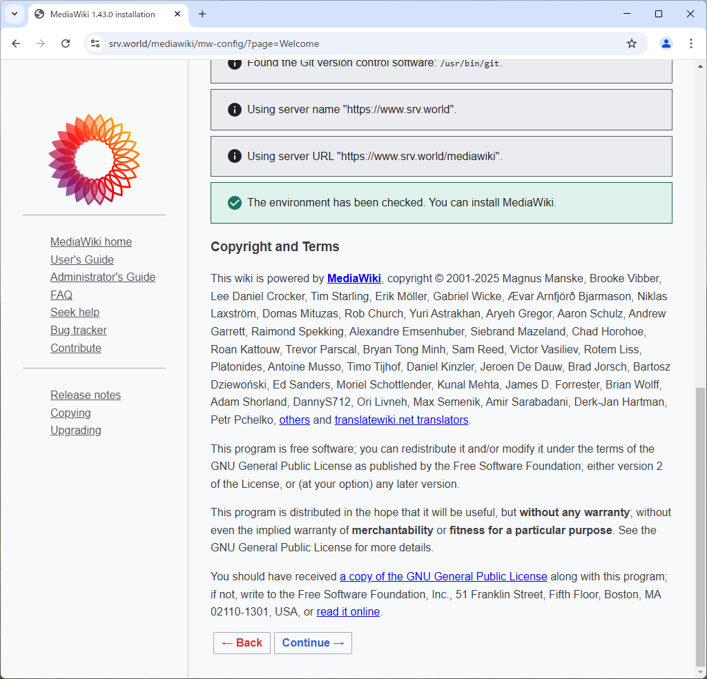 Rocky Linux 10 : Apache httpd : Wiki システム : MediaWiki : Server World