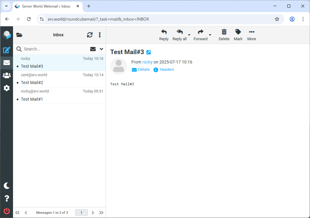 Rocky Linux 10 : Apache httpd : Web メール : RoundCube : Server World