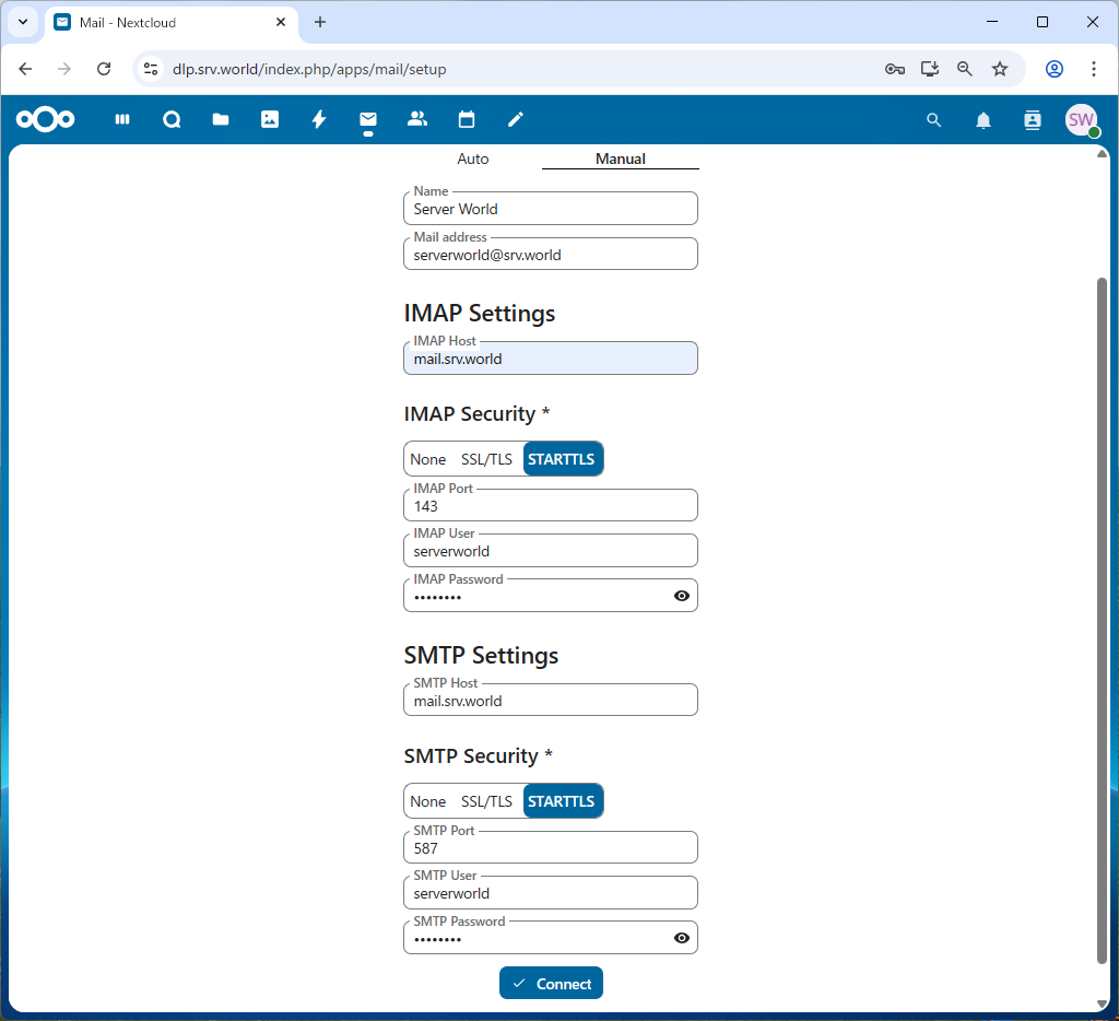 Rocky Linux 10 : NextCloud : メールを利用する : Server World