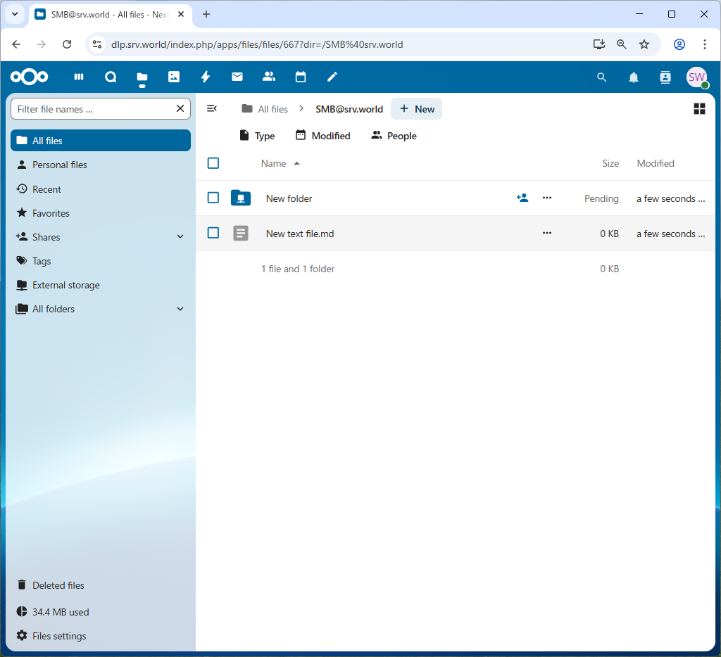 Rocky Linux 10 : NextCloud : 外部ストレージを利用する : Server World