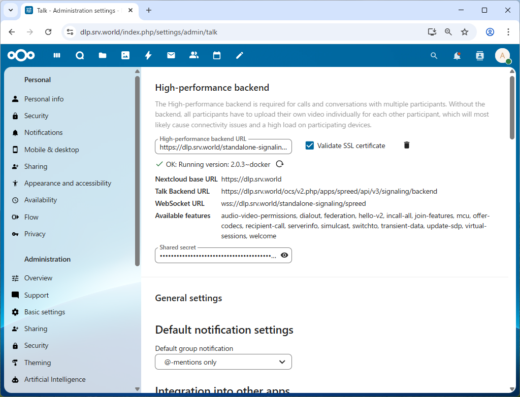 Rocky Linux 10 : NextCloud : インストール : Server World
