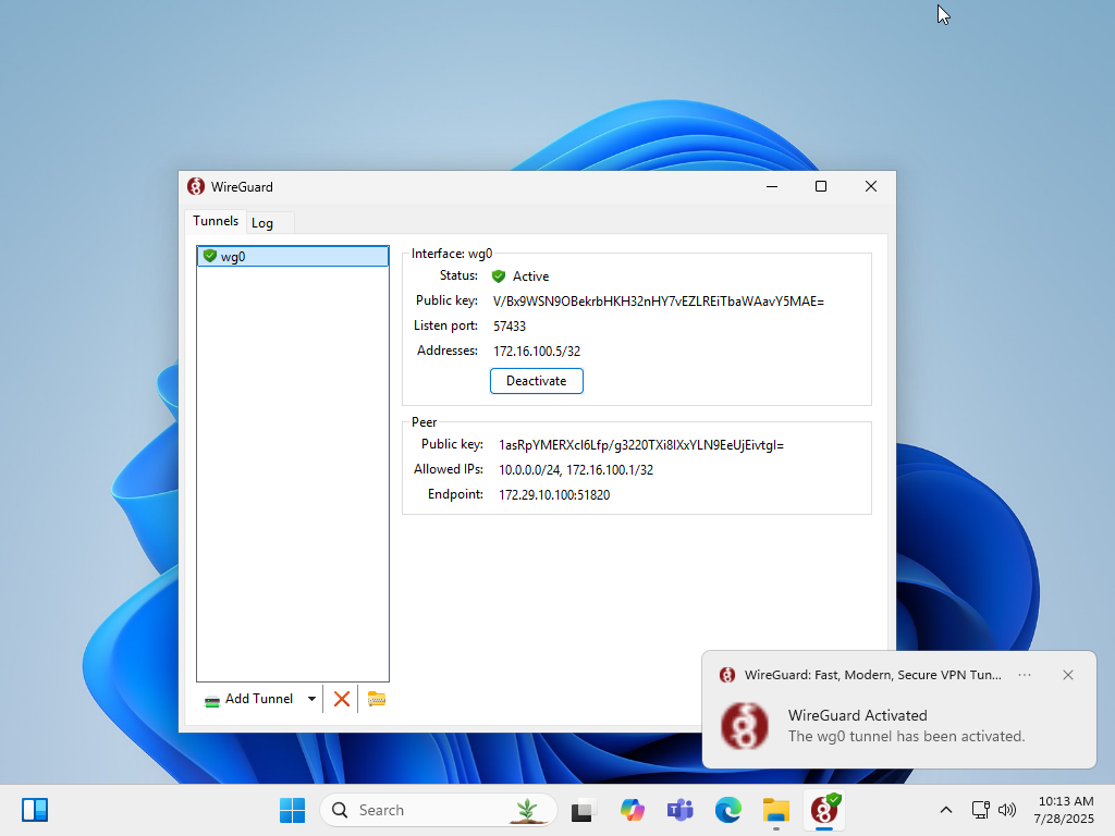 Rocky Linux 10 : WireGuard : クライアントの設定 (Windows) : Server World