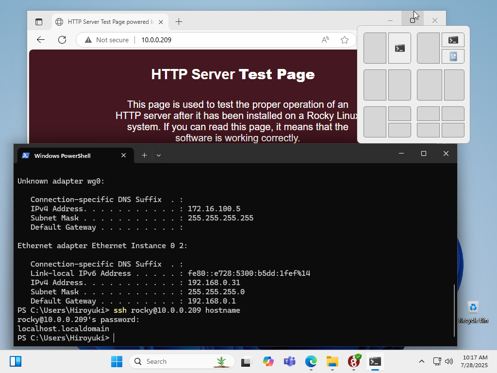 Rocky Linux 10 : WireGuard : クライアントの設定 (Windows) : Server World