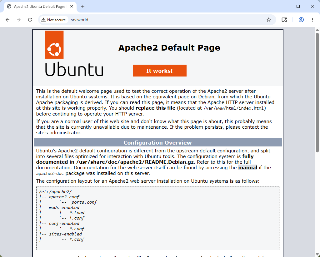 Ubuntu 26.04 : Apache2 : インストール : Server World