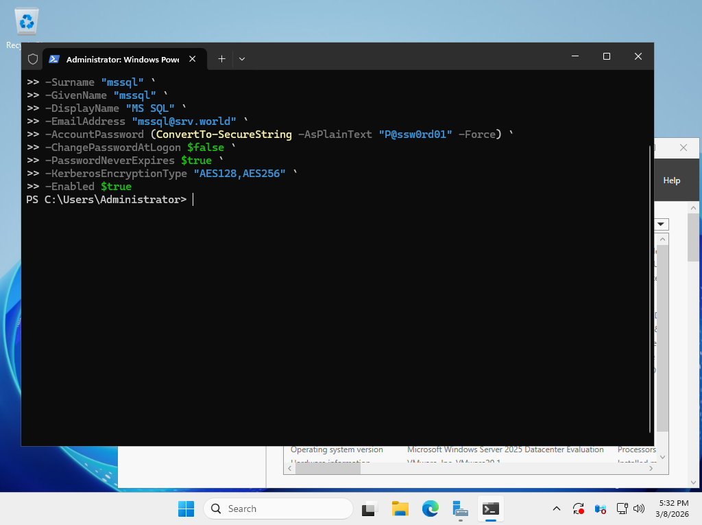 Debian 13 trixie : SQL Server 2025 : Windows Authentication : Server World