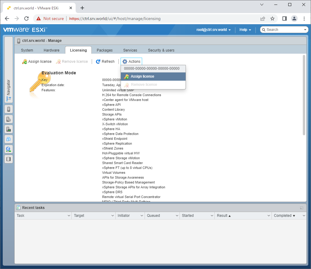 veeam assign license to esxi host