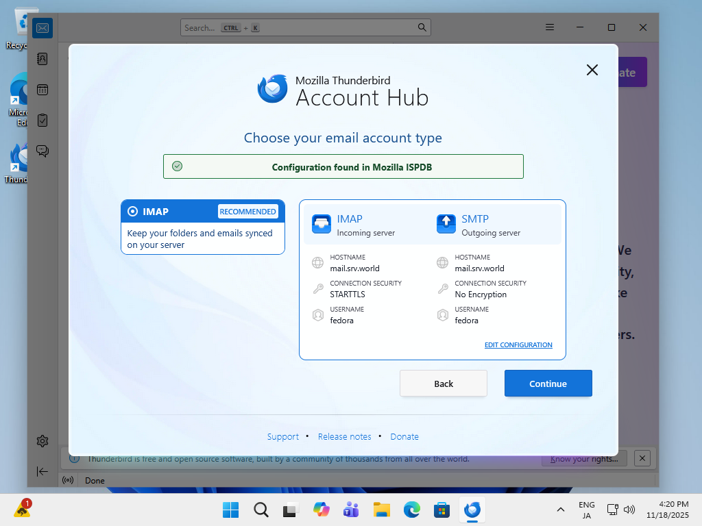Fedora 43 : Email Client Setting : Server World