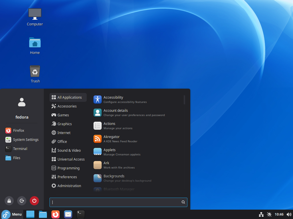 Fedora 44 : Cinnamon Desktop : Server World