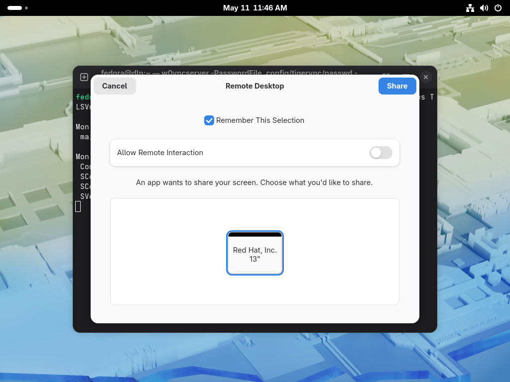 Fedora 44 : Configure VNC Server : Server World