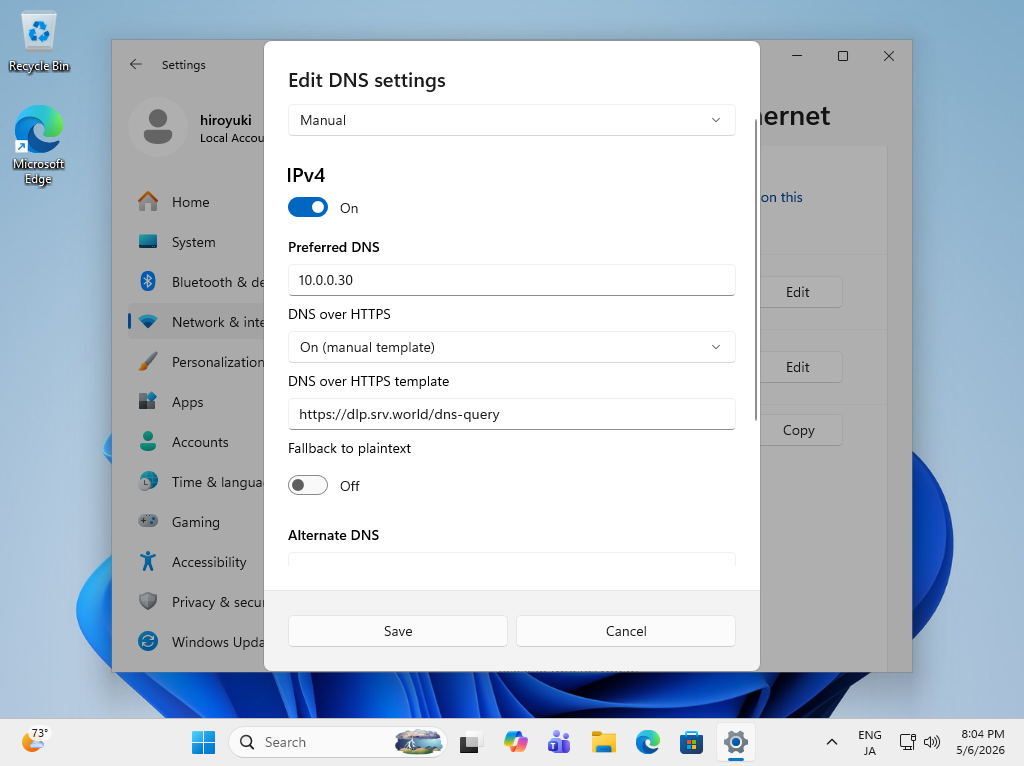 Fedora 44 : BIND : DNS over HTTPS (Client) : Server World