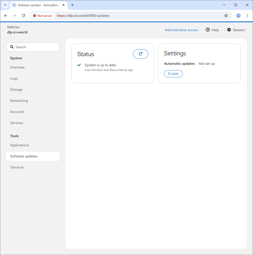 Fedora 44 : Initial Settings : Use Admin Console : Server World