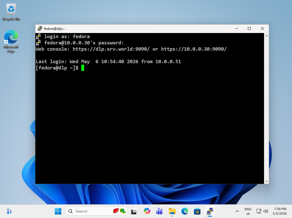 Fedora 44 : OpenSSH : Password Authentication : Server World