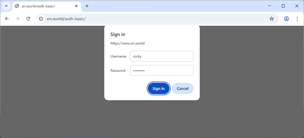 Rocky Linux 10 : Apache httpd : Basic Authentication : Server World