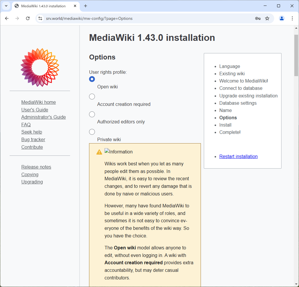 Rocky Linux 10 : Apache httpd : Wiki System : MediaWiki : Server World