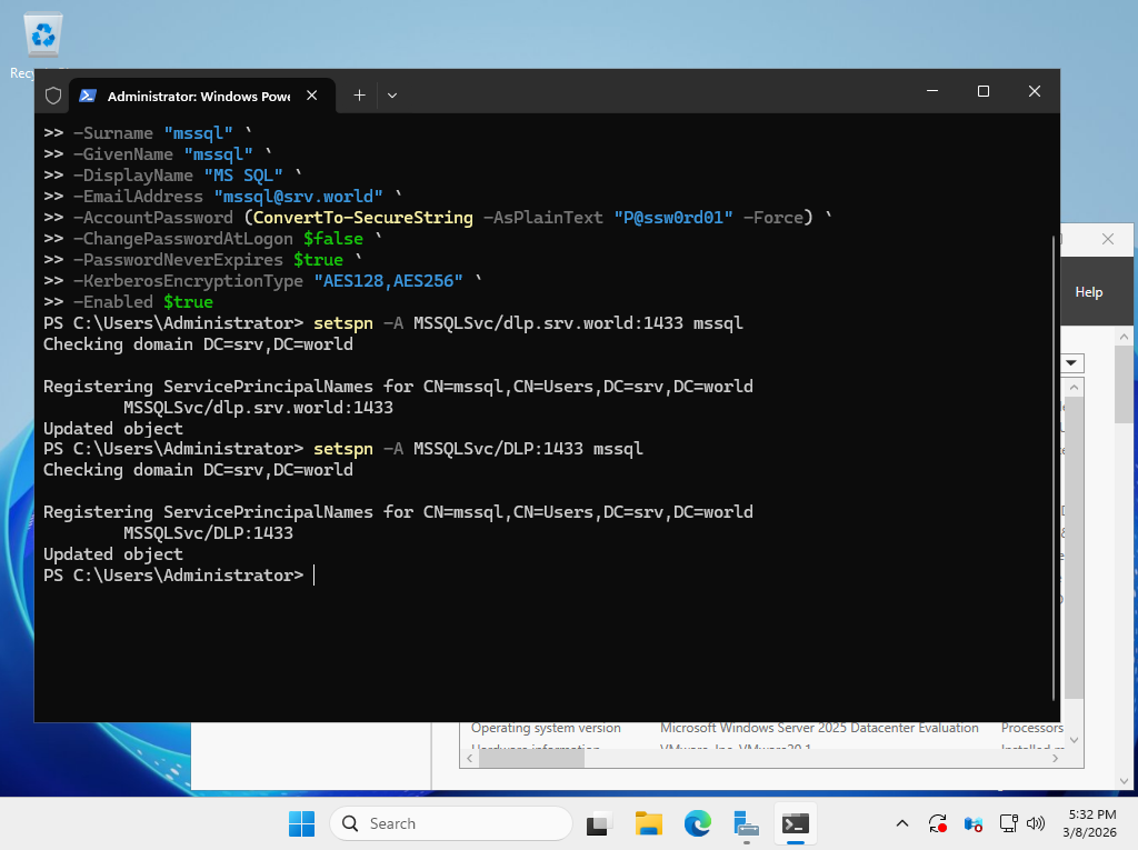 Rocky Linux 10 : SQL Server 2025 : Windows Authentication : Server World