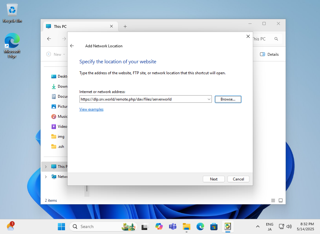 Rocky Linux 10 : NextCloud : Access via WebDAV : Server World