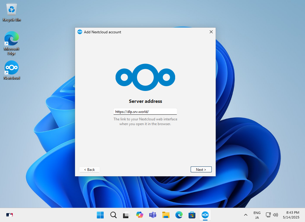 Rocky Linux 10 : NextCloud : Access via Desktop Client : Server World