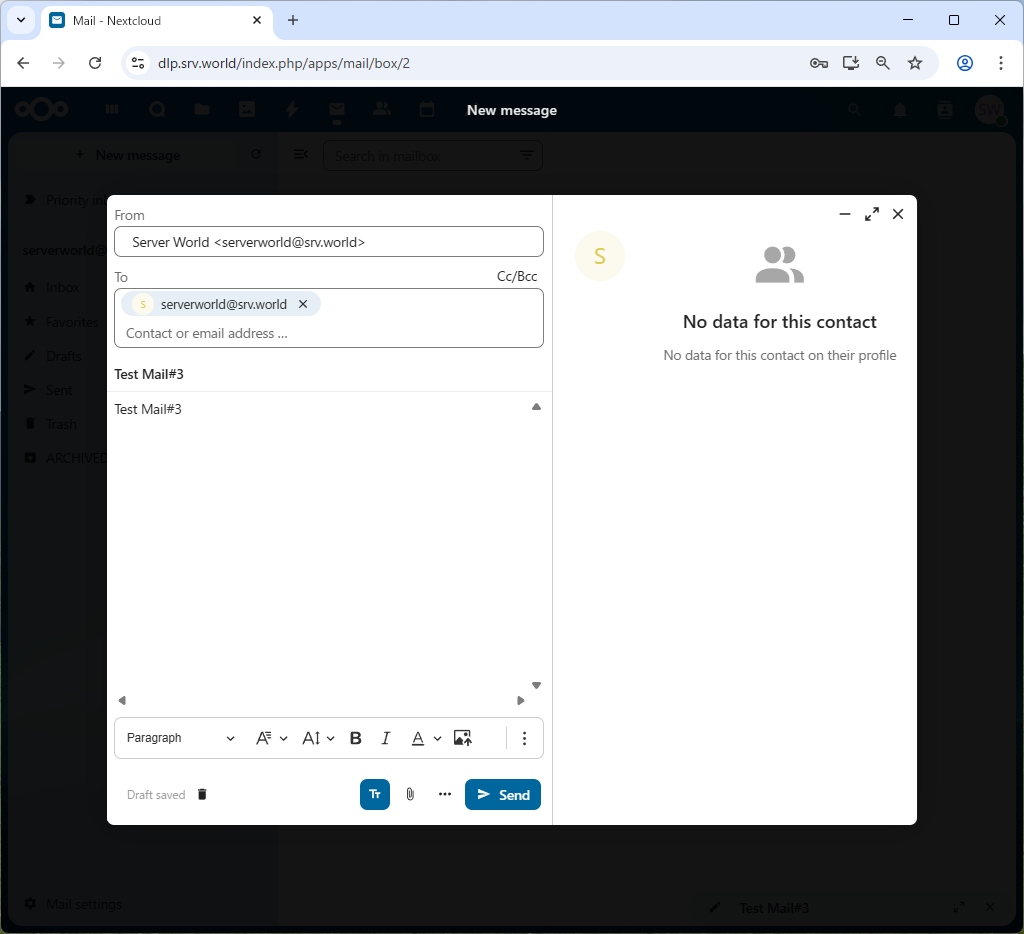 Rocky Linux 10 : NextCloud : Use Mail : Server World