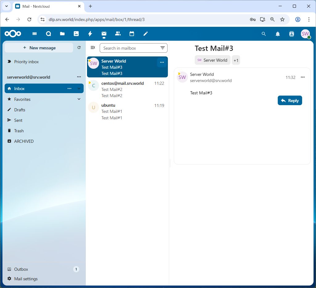 Rocky Linux 10 : NextCloud : Use Mail : Server World