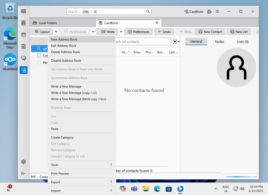 Rocky Linux 10 : NextCloud : Use Address Book : Server World