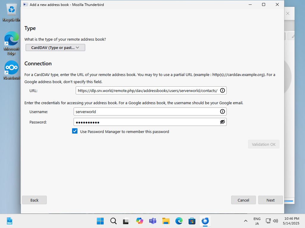 Rocky Linux 10 : NextCloud : Use Address Book : Server World