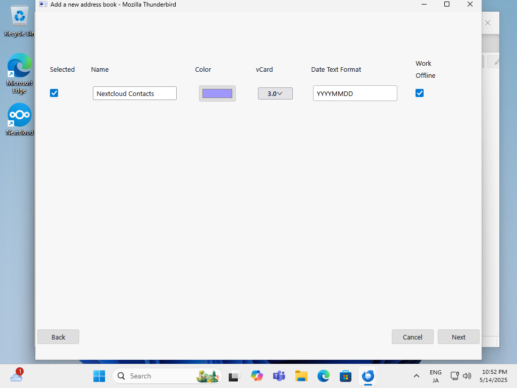 Rocky Linux 10 : NextCloud : Use Address Book : Server World