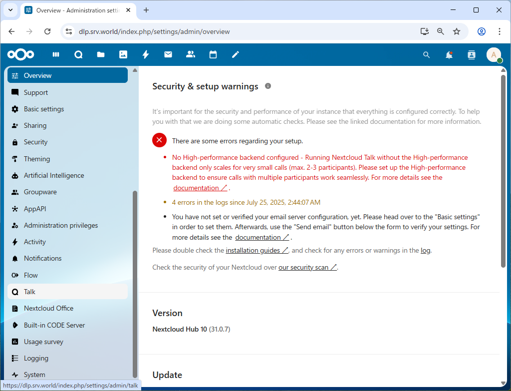 Rocky Linux 10 : NextCloud : Install : Server World