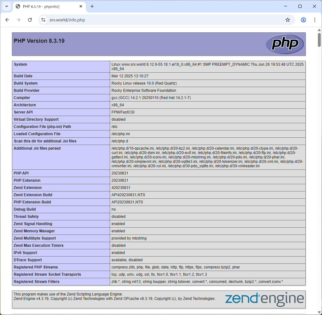 Rocky Linux 10 : Nginx : Use PHP Scripts : Server World