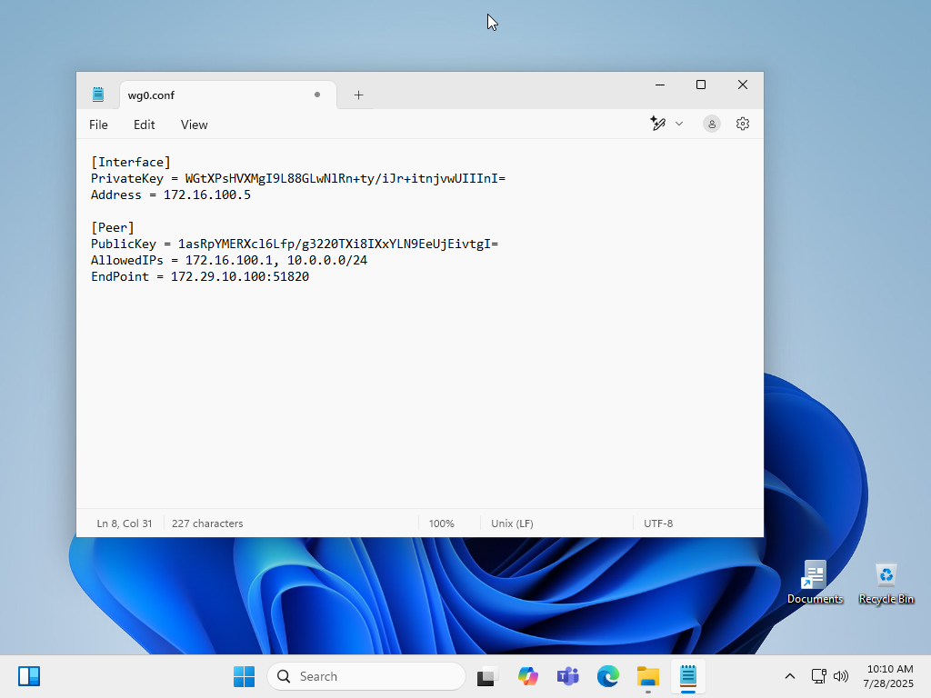 Rocky Linux 10 : WireGuard : Configure Client (Windows) : Server World