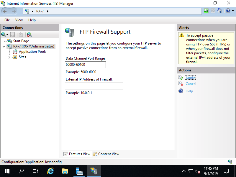 windows firewall file transfer protocol passiva