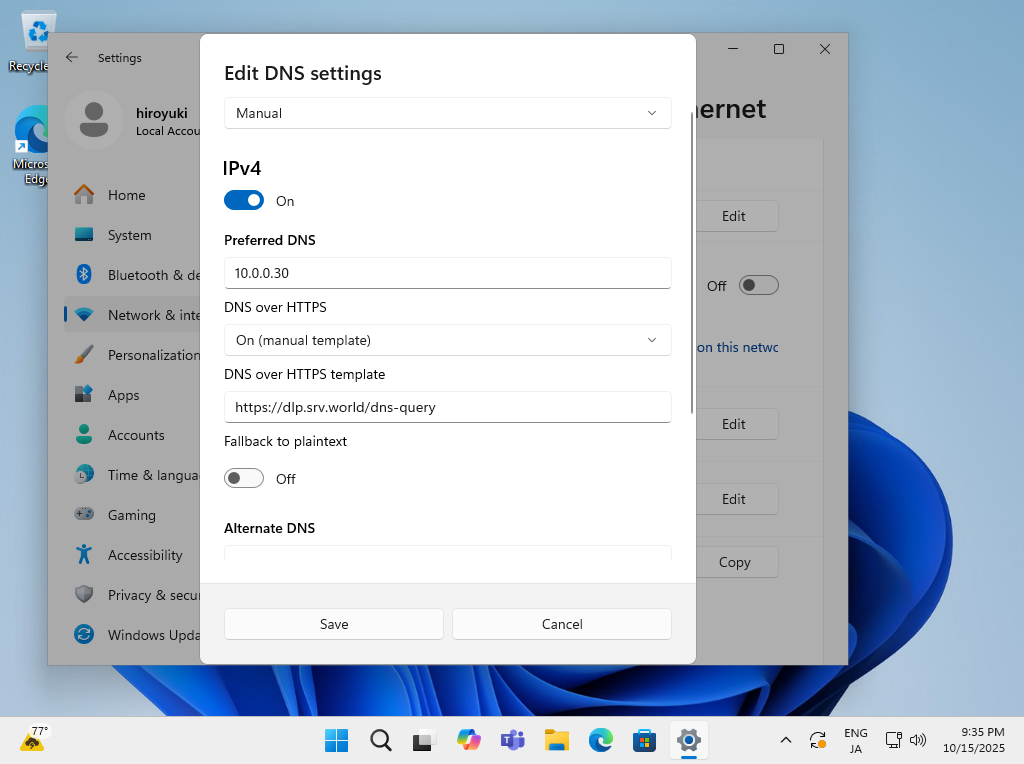 openSUSE Leap 16 : BIND : DNS over HTTPS (Client) : Server World