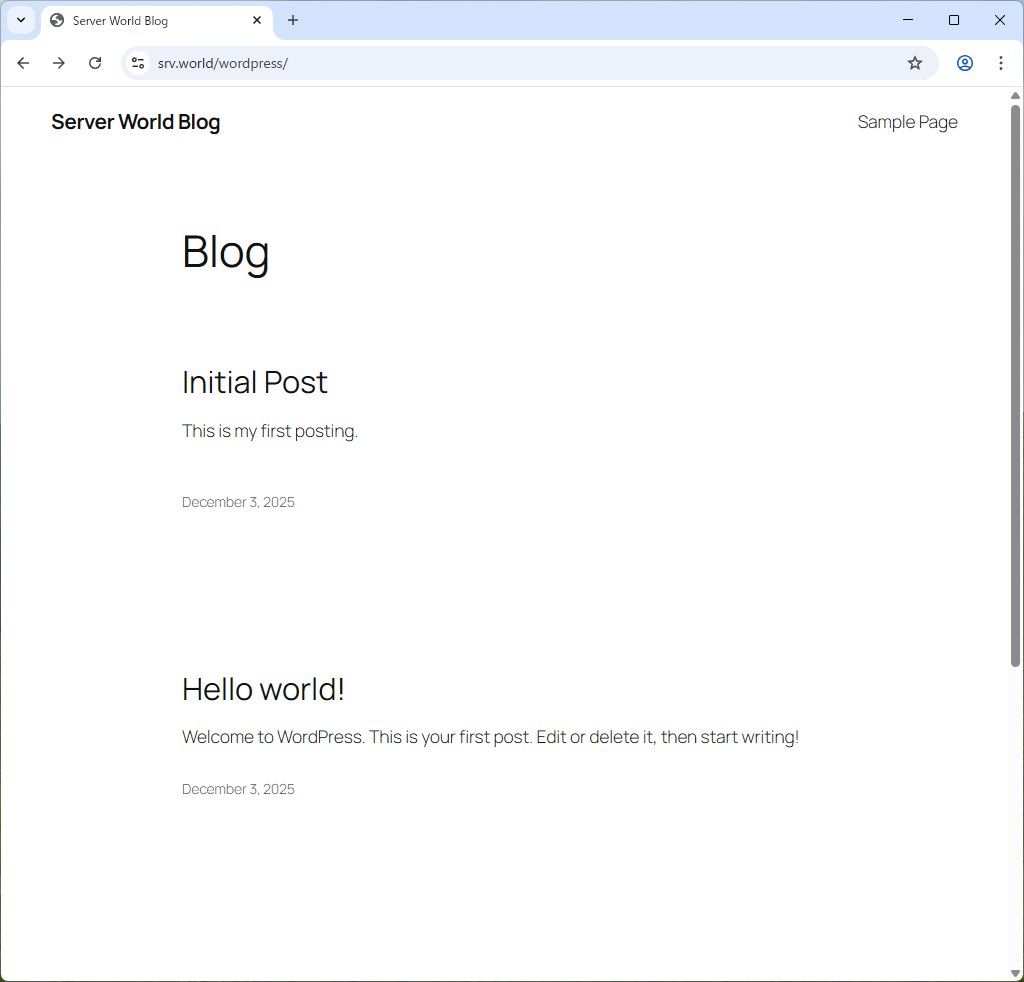 openSUSE Leap 16 : Apache httpd : Blog System : WordPress : Server World