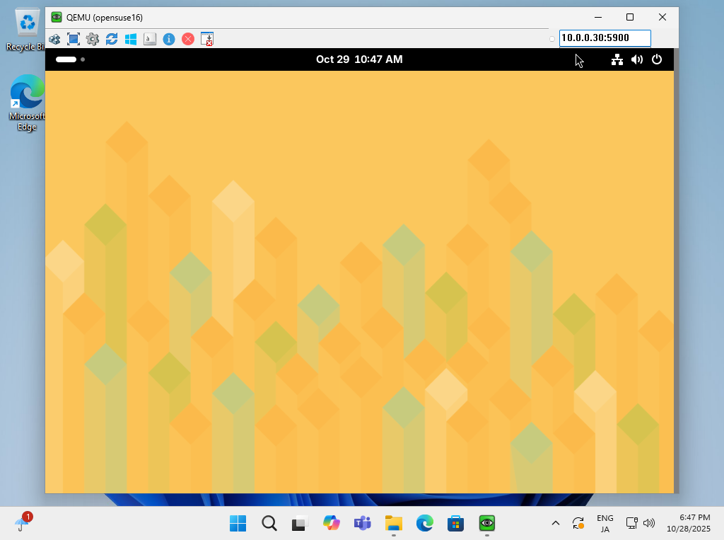 openSUSE Leap 16 : KVM : Set VNC connection (Client) : Server World