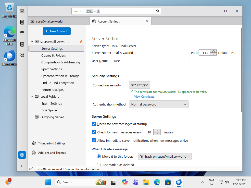 openSUSE Leap 16 : SSL/TLS (Postfix & Dovecot) : Server World