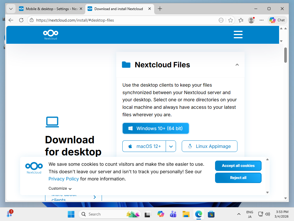openSUSE Leap 16 : NextCloud : Access via Desktop Client : Server World