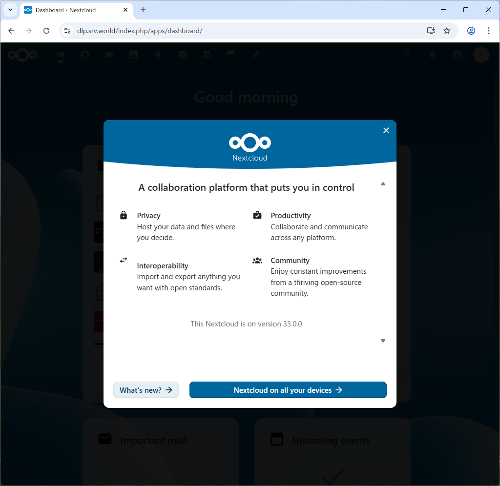 openSUSE Leap 16 : NextCloud : Install : Server World
