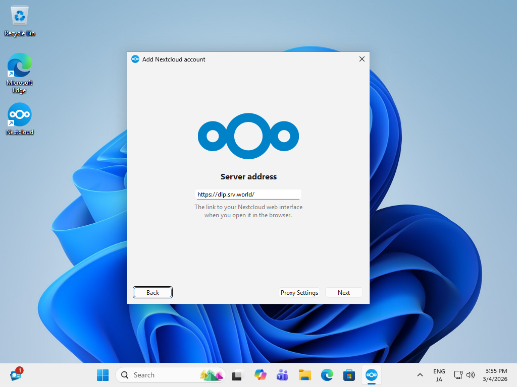 openSUSE Leap 16 : NextCloud : Access via Desktop Client : Server World