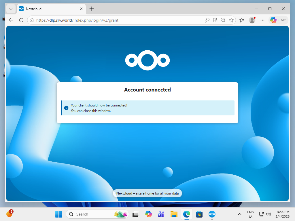 openSUSE Leap 16 : NextCloud : Access via Desktop Client : Server World