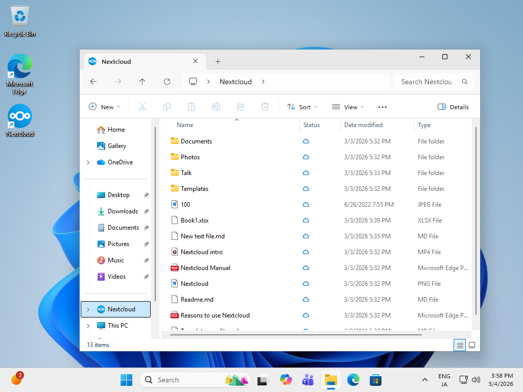 openSUSE Leap 16 : NextCloud : Access via Desktop Client : Server World
