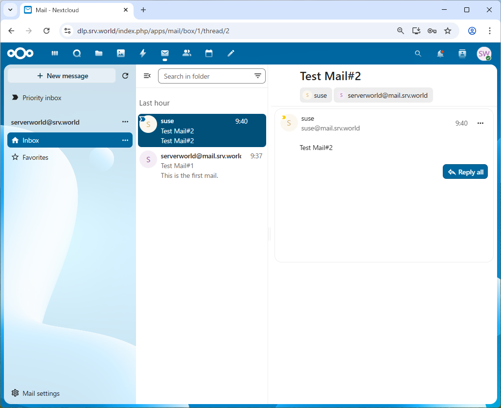 openSUSE Leap 16 : NextCloud : Use Mail : Server World