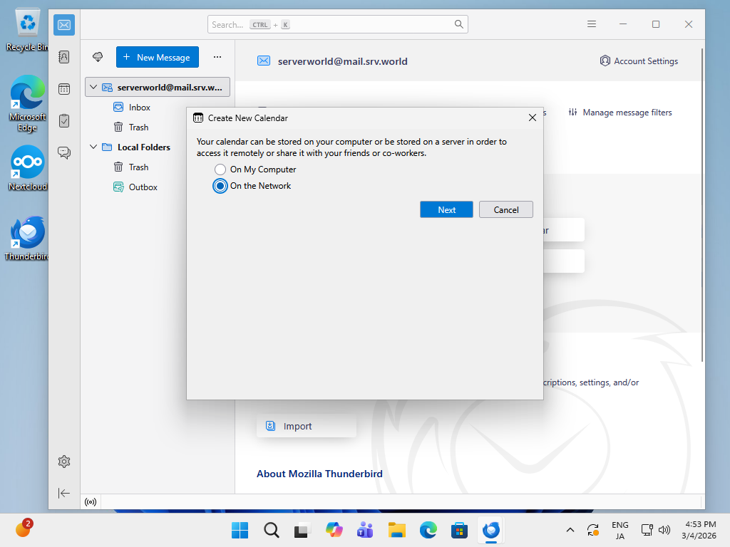 openSUSE Leap 16 : NextCloud : Use Calendar : Server World