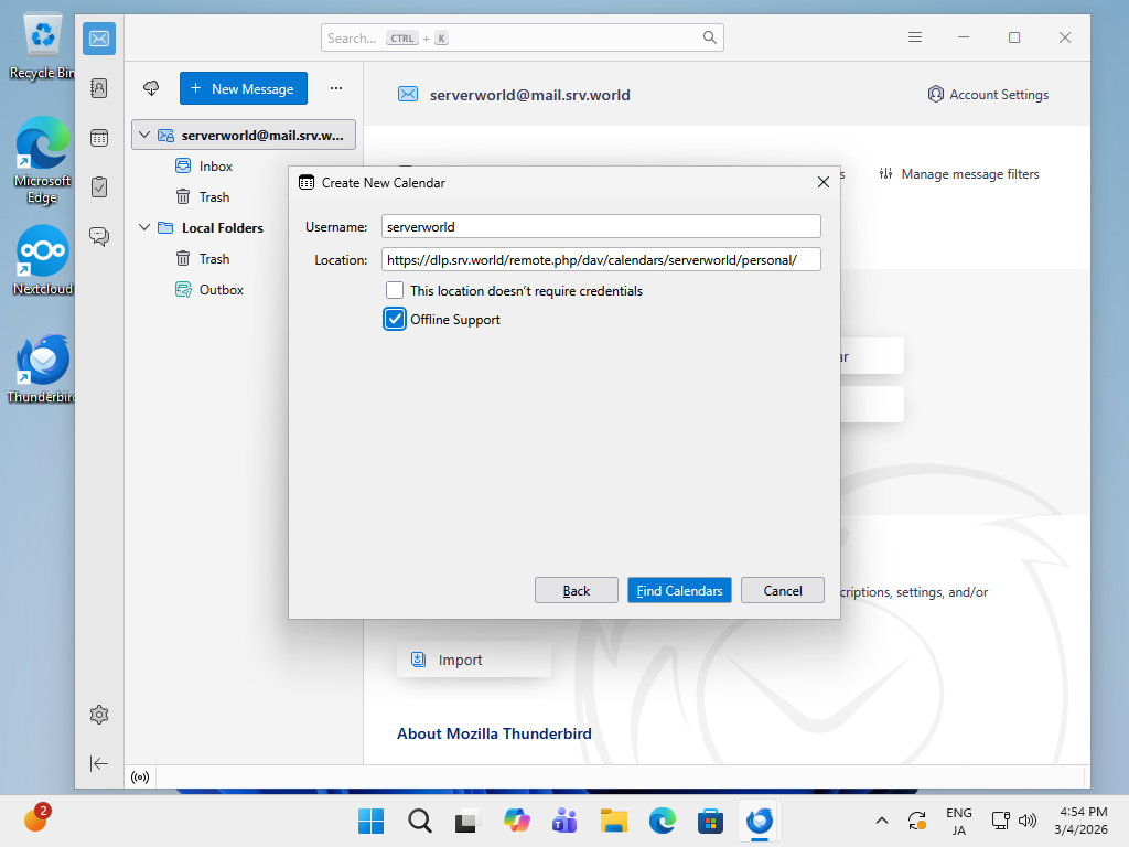 openSUSE Leap 16 : NextCloud : Use Calendar : Server World
