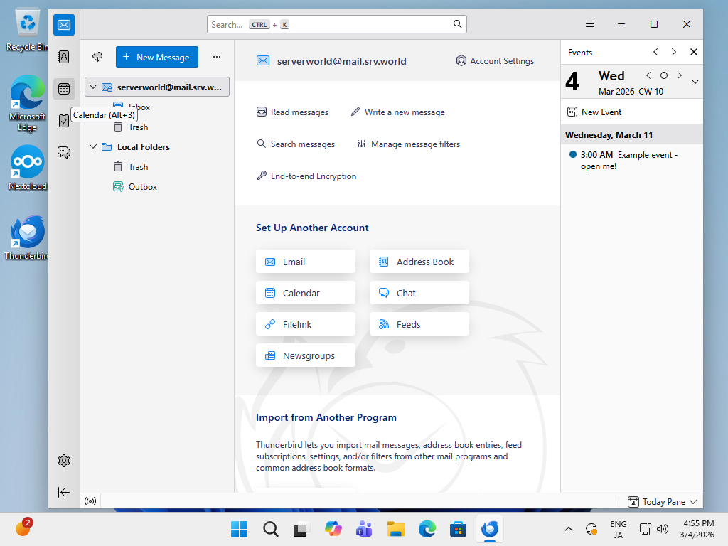 openSUSE Leap 16 : NextCloud : Use Calendar : Server World