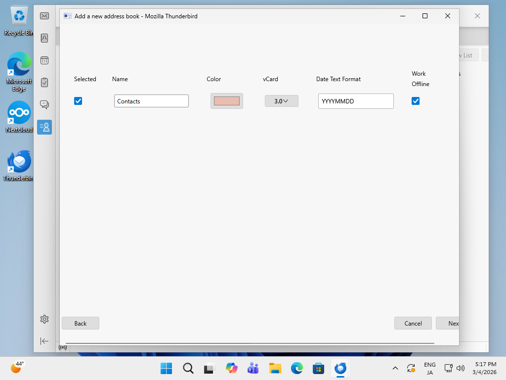 openSUSE Leap 16 : NextCloud : Use Address Book : Server World
