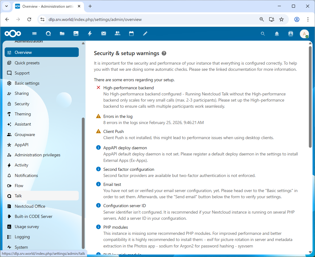 openSUSE Leap 16 : NextCloud : Install : Server World