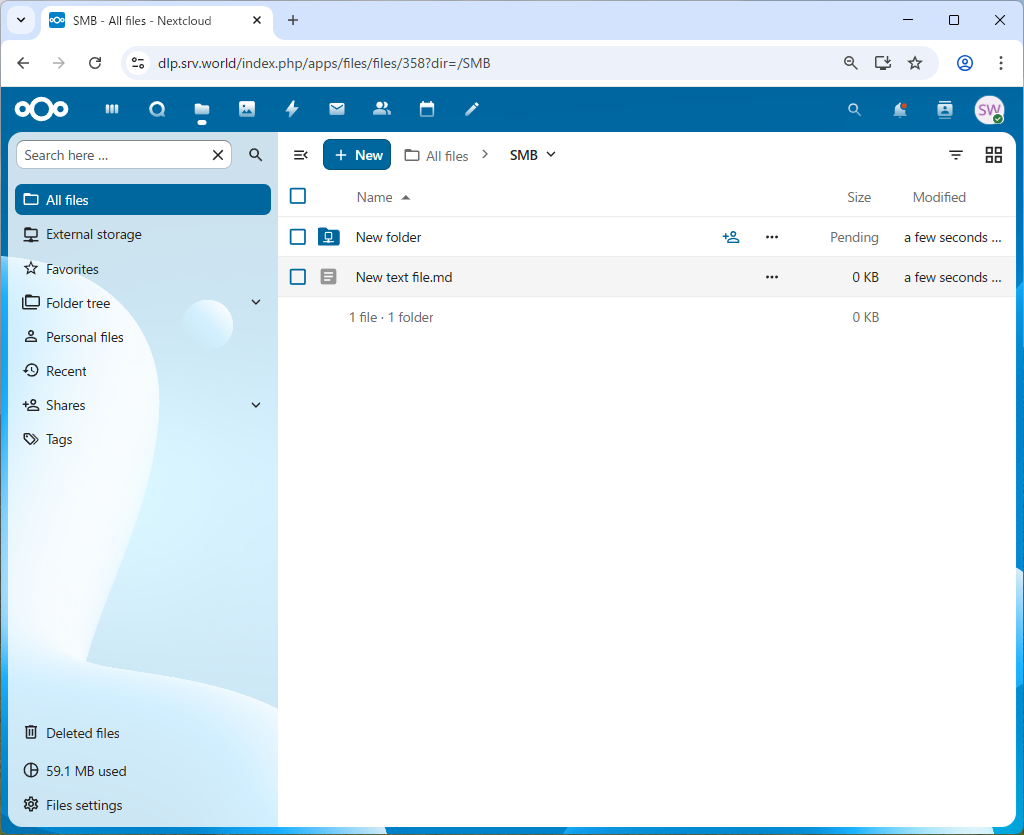 openSUSE Leap 16 : NextCloud : Use External Storage : Server World